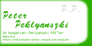 peter peklyanszki business card